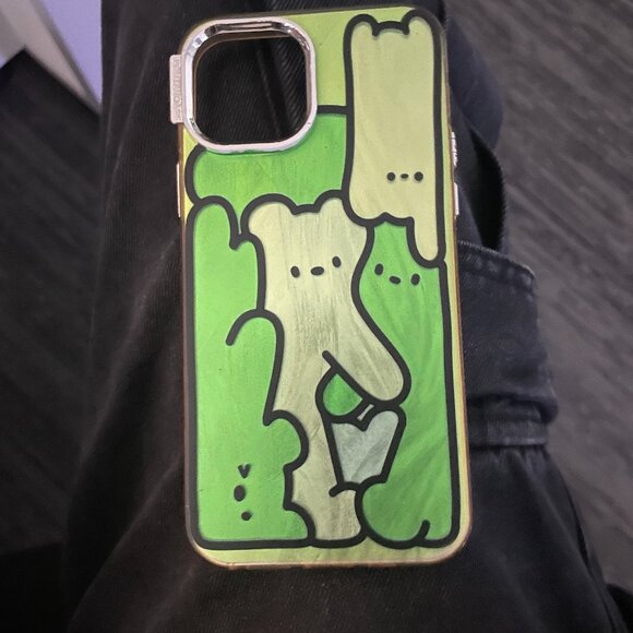 Cute Green Art iPhone 12 Case - Picture 1 of 2